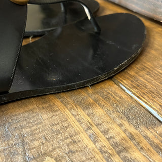 GUCCI Black Calfskin GG Marmont Thong Sandals SZ40.5(10.5US)
