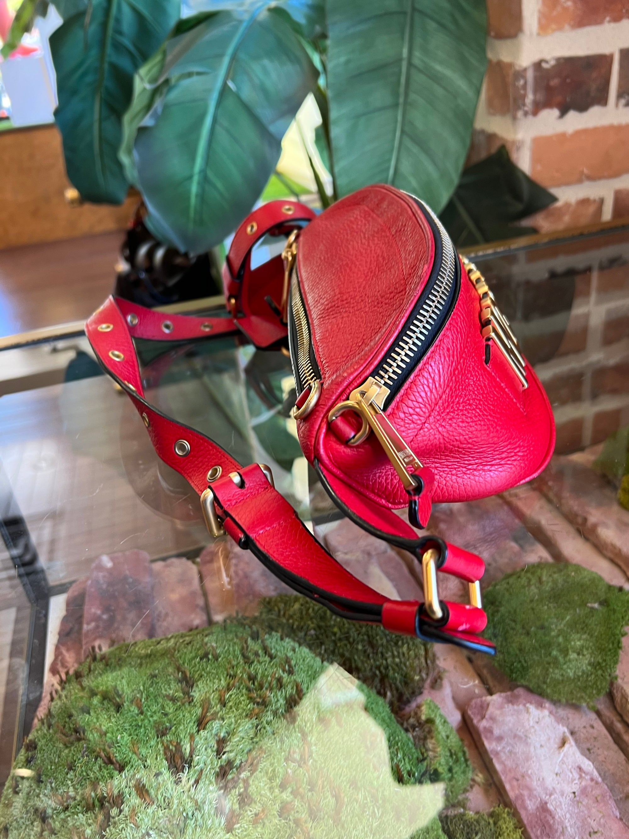 MOSCHINO Red Leather Bumbag
