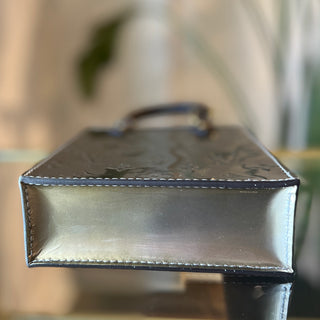 LOUIS VUITTON Sac Plat Petit Grey Metallic Monogram Vernis Tote