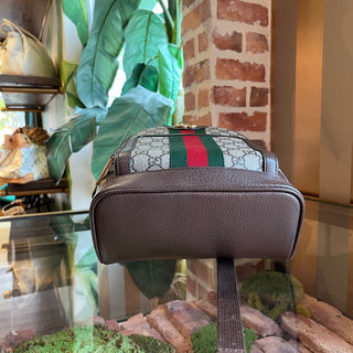 GUCCI Small Ophidia Day Beige Ebony GG Supreme Monogram Canvas New Acero Calfskin Backpack Bag
