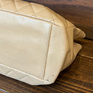 CHANEL GST Grand Shopper Beige Caviar Leather Quilted Tote