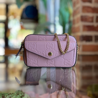 GUCCI Super Mini Jumbo GG Embossed Leather Crossbody Bag