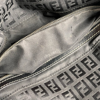 FENDI Baguette Black Zucchino Canvas Shoulder Bag