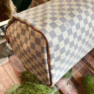 LOUIS VUITTON Speedy 30 Damier Azur Canvas Satchel