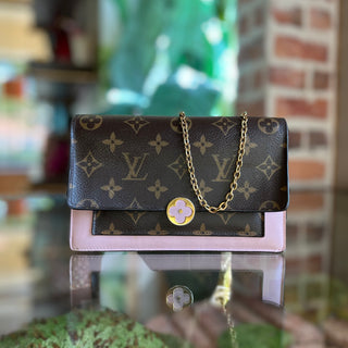 LOUIS VUITTON Flore Monogram Canvas Wallet On Chain Crossbody Bag
