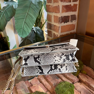 TORY BURCH Parker Convertible Snake Skin Embossed Leather Shoulder Bag