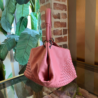 BOTTEGA VENETA Fortune Cookie Aquilone Pink Intrecciato Nappa Leather Hobo Bag