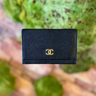 CHANEL Vintage Black Calfskin Card Case