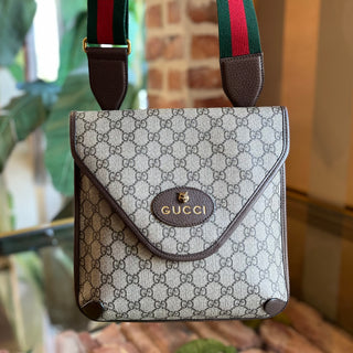 GUCCI Neo Vintage Medium GG Supreme Monogram Web Flap Crossbody