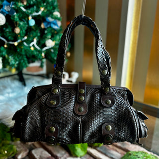 CHLOE Brown Snakeskin Silverado Shoulder Bag