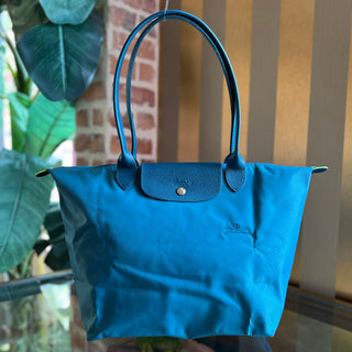 LONGCHAMP Le Pliage Large Blue Nylon Tote Bag Peacock