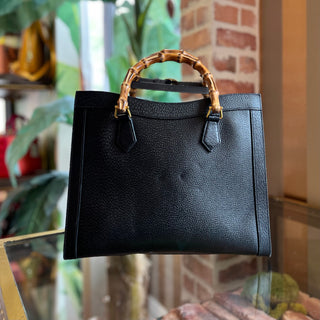 GUCCI Medium Diana Black Leather Tote Bag
