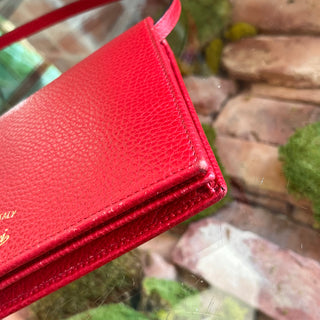 GUCCI Swing Red Dollar Calfskin Wallet On Strap Crossbody Bag