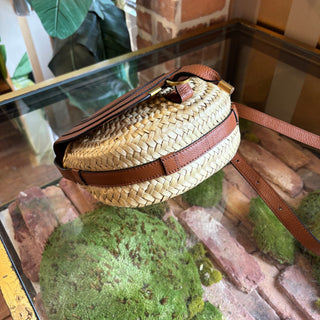 CHLOE Brown Wicker Marcia Raffia Woven Crossbody