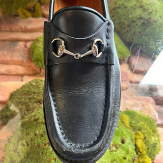GUCCI Black Leather Horsebit Loafers SZ 7.5