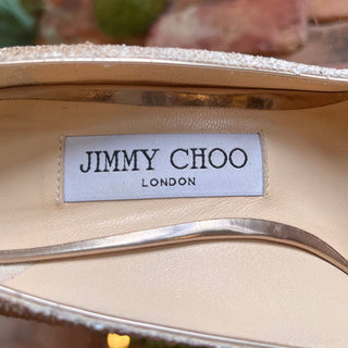 JIMMY CHOO White Gold Ombre Coarse Glitter Pumps SZ 37.5 (US 7.5)