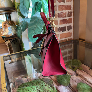 GUCCI GG Marmont Red Pebbled Leather Top Handle Bag