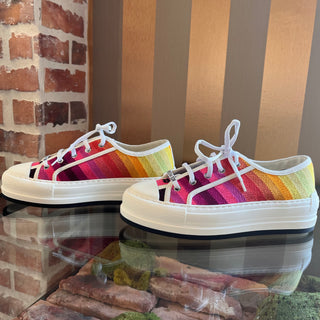 Dior Walk'N'Dior Low Top Multicolor Cotton Sneakers CL SZ 38 (US 8)