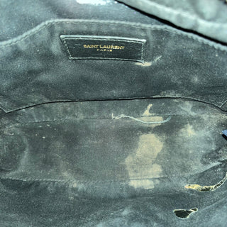 SAINT LAURENT Lou Navy Blue Calfskin Matelasse Monogram Crossbody Bag