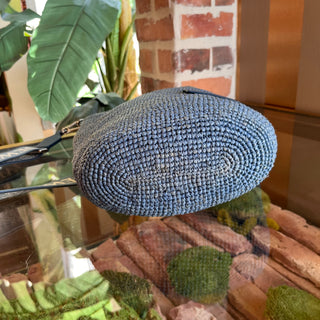 LOEWE Slit Mini Blue Raffia Tote Bag