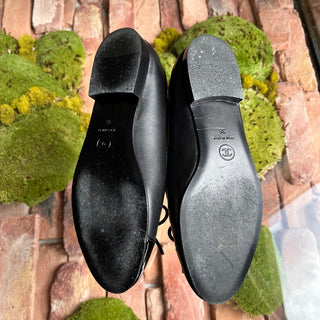CHANEL Ballet Flats Black Lambskin Patent Leather Cap Toe Flats SZ36(6US)