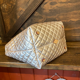 MZ WALLACE Metro Tote Pale Rose Gold Metallic Quilted Tote