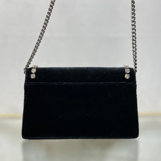 GUCCI Dionysus Super Mini Black Velvet Crystal Crossbody Bag ADI11096