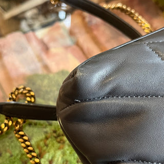 SAINT LAURENT Toy Gray Nappa Lambskin Puffer Shoulder Bag