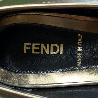 FENDI Peep Toe Gold Leather Kitten Heels SZ 38.5 (US 8.5)