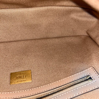 FENDI Baguette FF Embroidered Vitello Canvas Shoulder Bag