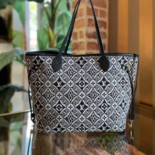 LOUIS VUITTON 1854 Neverfull MM Black Jacquard Canvas Tote Bag