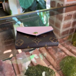 LOUIS VUITTON Zoe Brown Pink Monogram Canvas Compact Wallet