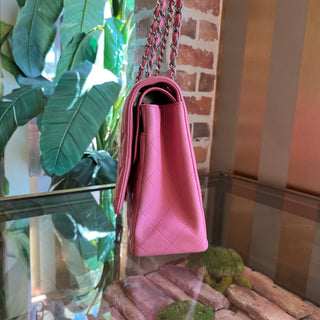 CHANEL Maxi Double Flap Pink Calfskin Leather Shoulder Bag
