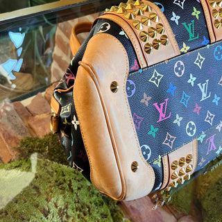 LOUIS VUITTON Courtney MM Black Monogram Multicolor Canvas Satchel Bag