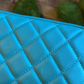 CHANEL Mini Blue Quilted Calfskin Leather Top Handle Bag