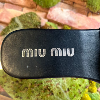 MIUMIU Black Leather Braided Slip On Sandal SZ 37 (US 7)
