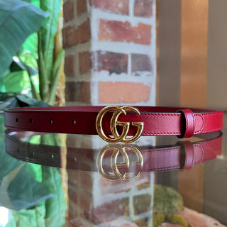 GUCCI Marmont Mini Red Leather Thin Belt 75/30(2US)