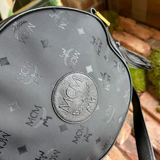 MCM Black Vintage Round Visetos Canvas Crossbody Bag