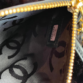 CHANEL Chocolate Brown Rabbit Fur Drawstring Shoulder Bag