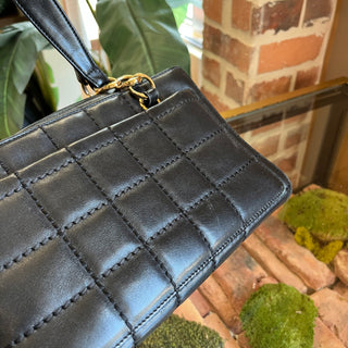 CHANEL Vintage Chocolate Bar Black Quilted Leather Tote Bag