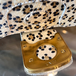 FENDI Leopard Print On Python Flap Shoulder Bag