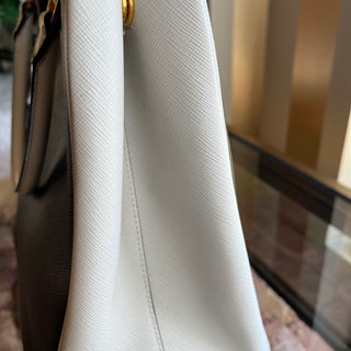 PRADA Convertible Bicolor Saffiano Leather Open Tote