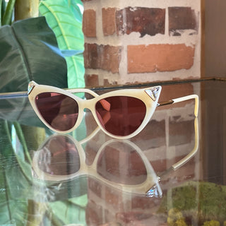 FENDI FF0356 Pale Yellow Cat-Eye Crystal-Embellished Sunglasses