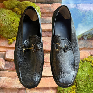 FERRAGAMO Mens Black Leather Loafers SZ 10