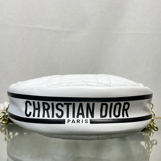 CHRISTIAN DIOR White Lambskin Cannage Small Dior Vibe Hobo Bag