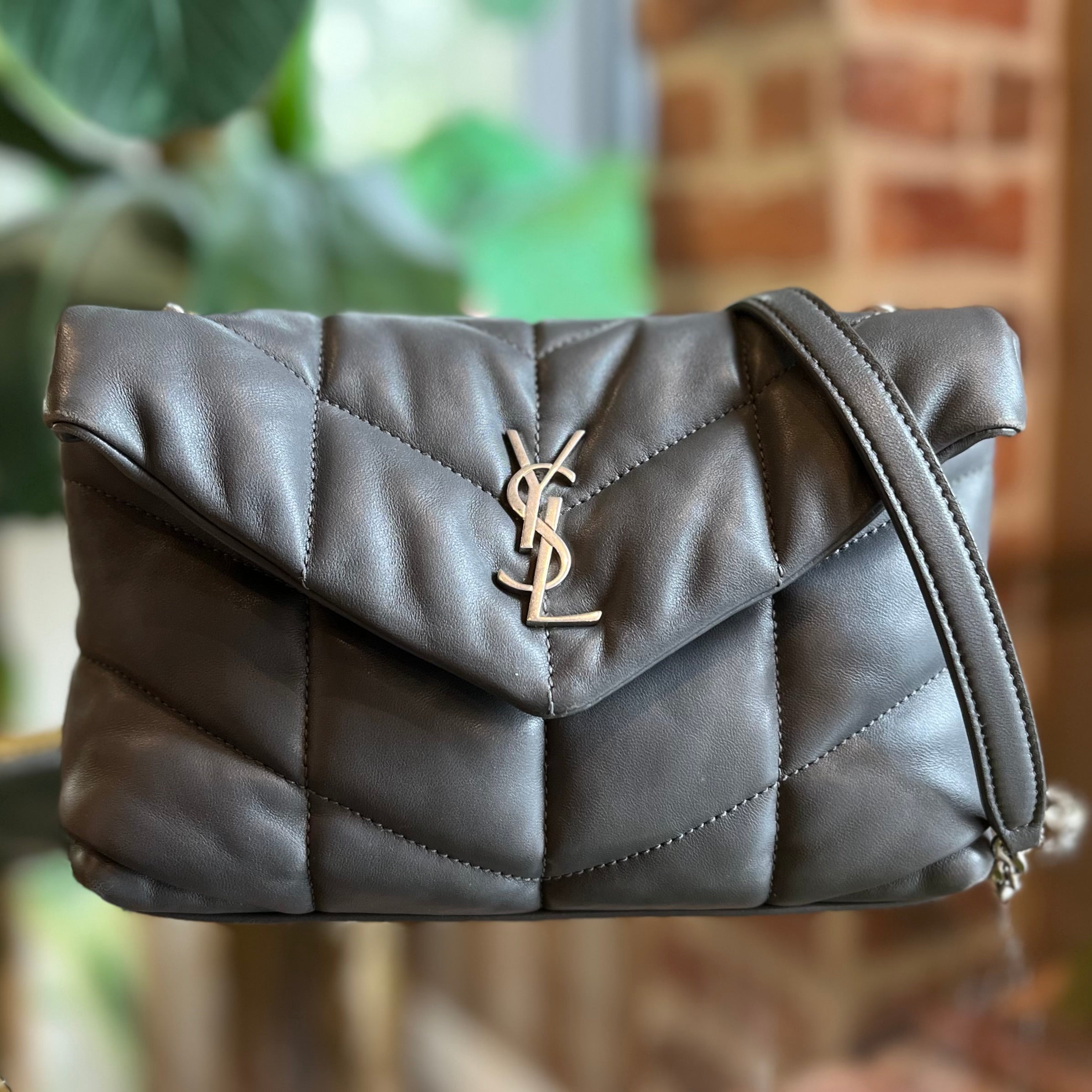 SAINT LAURENT Storm Lambskin Quilted Toy Loulou Puffer Monogram Chain
