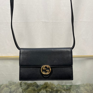 GUCCI Interlocking GG Icon Black Wallet on Chain TS3794