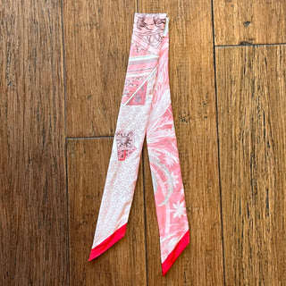 HERMES Cheval Phoenix Pink Silk Twilly