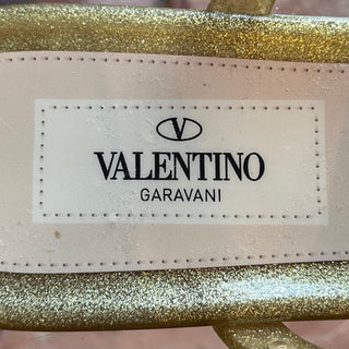 VALENTINO Gold Glitter Rockstud Jelly Sandals SZ 36 (US 6)