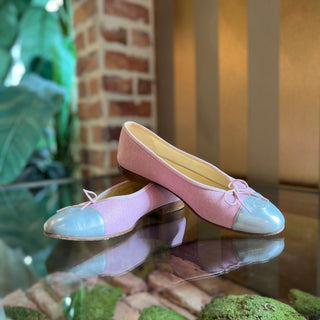 CHANEL Cap Toe Pink Canvas Flats SZ 39 (US 9)
